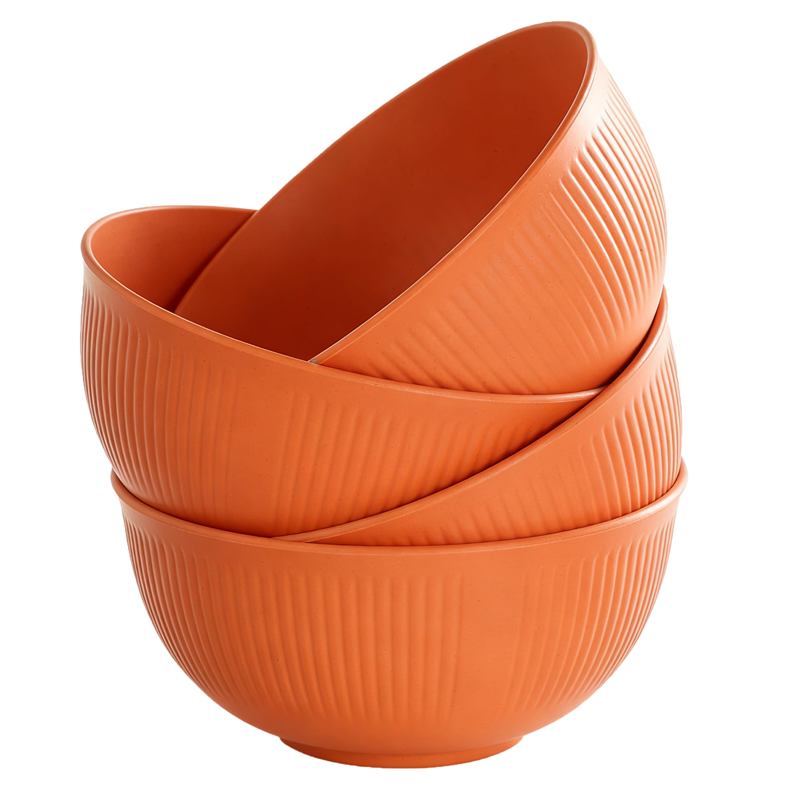 CHANGXIJUDJ Unbreakable Cereal Bowls Set of 4, Food Grade Plastic BPA Free Microwave Dishwasher Safe Bowls for Soup Salad Pasta Rice, Lightweight Dinnerware for Adults, Orange