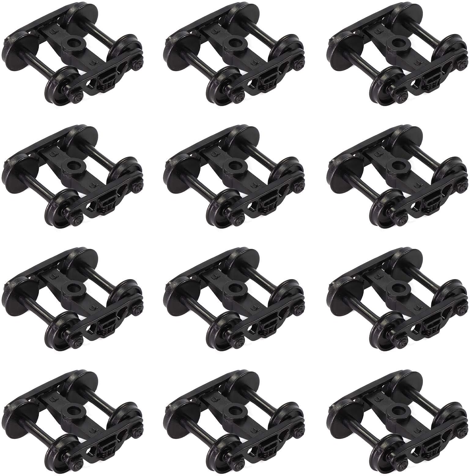 Evemodel 12pcs Model Train Bogie with Plastic Wheels 1:87 HO Scale 33" Model Railway Accessories (Style A)