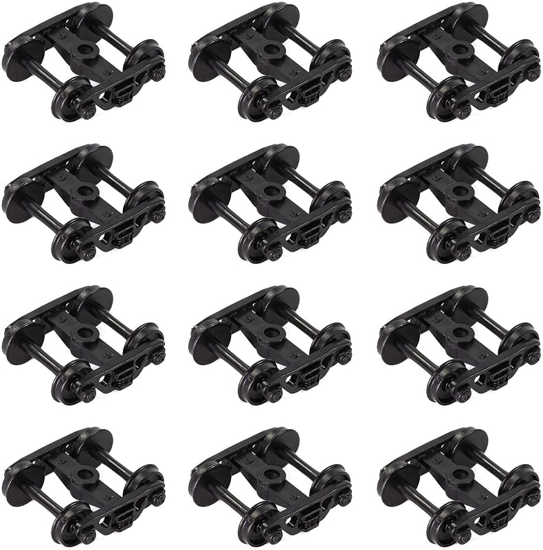 Evemodel 12pcs Model Train Bogie with Plastic Wheels 1:87 HO Scale 33" Model Railway Accessories (Style A)