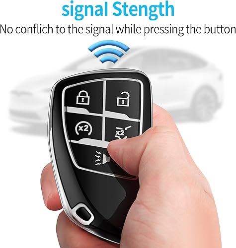 Miniatura 5 de Sindeda Funda para llavero Chevrolet con llavero de protección completa suave compatible con GMC Yukon Tahoe Suburban 1500 Chevy 2021-2024 (5