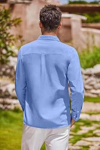 Miniatura 48 de COOFANDY Camisa Oxford de manga larga con botones para hombre, camisas de vestir de ajuste regular