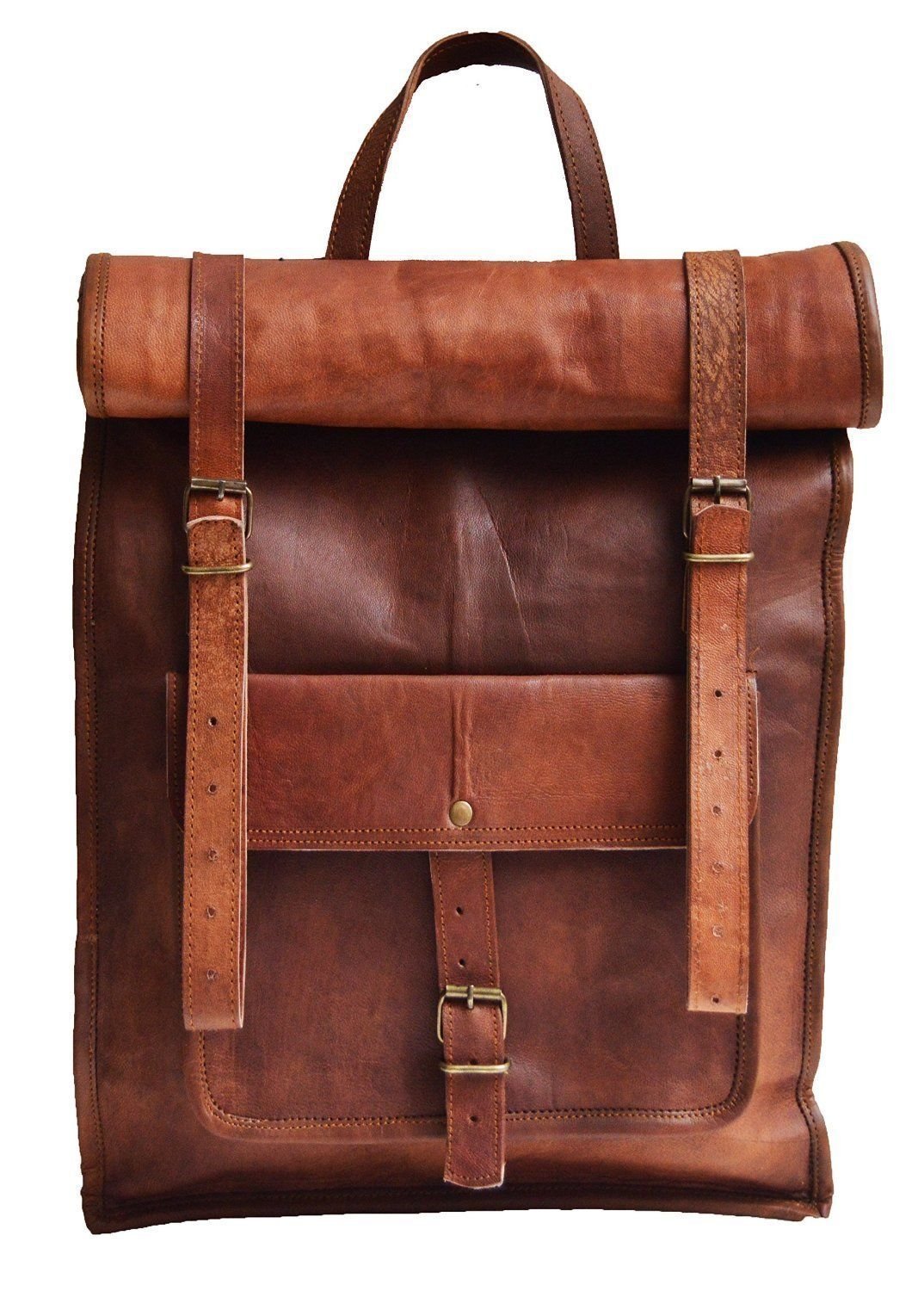 Brown Vintage Leather Backpack Laptop Messenger Bag for College School Office Rucksack (B07PNBTB7B) Amazon Price History, Amazon Price Tracker