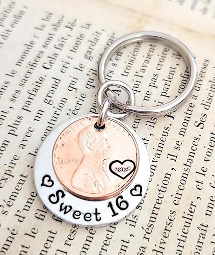 Miniatura 9 de Sweet 16 Happy 16th Birthday Lucky Copper 2007 Penny Key Chain for New Driver Gift