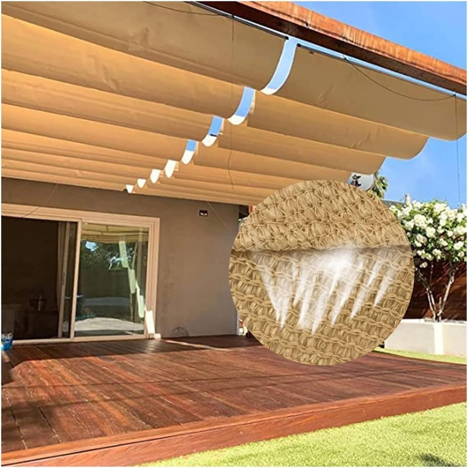 Voile d'ombrage rétractable pour ombrager les déjeuners en terrasse de café et jardin
