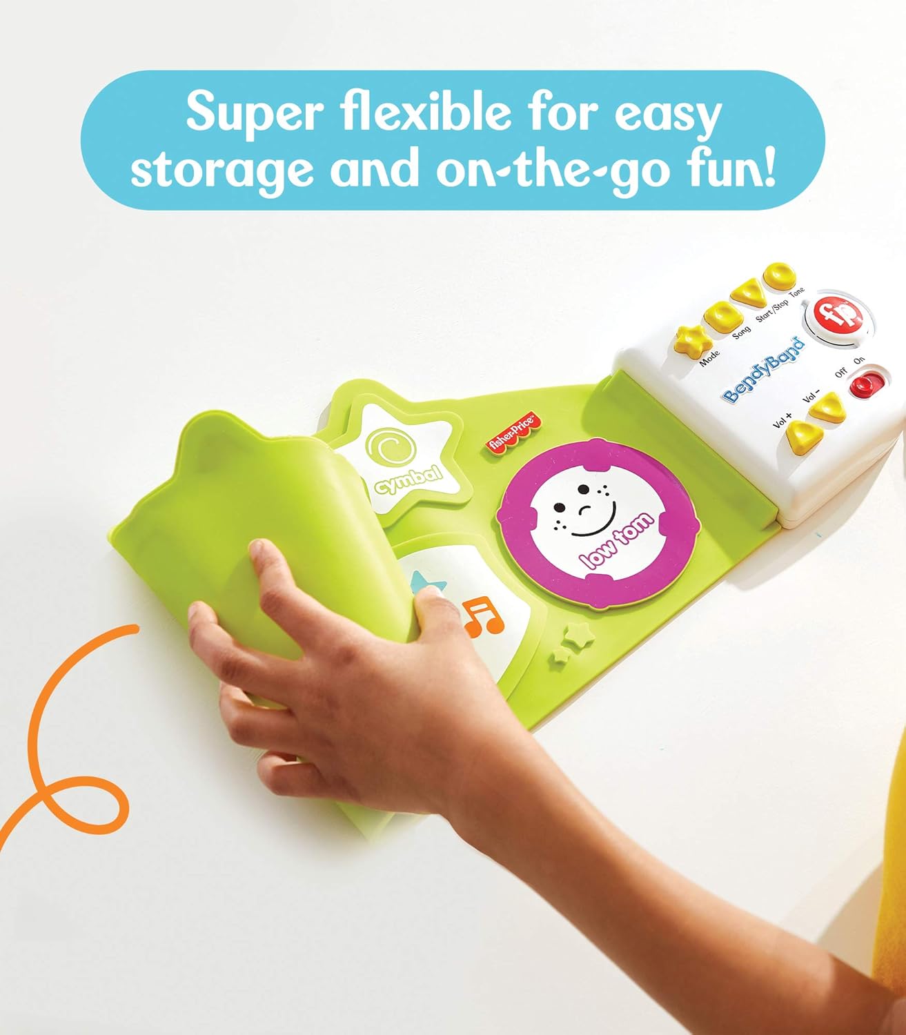 Fisher-Price BendyBand Roll-Up Drum Set, Electric Drums for Kids, Drum Mat, Drumsticks, 6 Percussion Instrument Sounds, Follow-Me Music Mode, Musical Toys for Toddlers, Ages 3+ : Everything Else