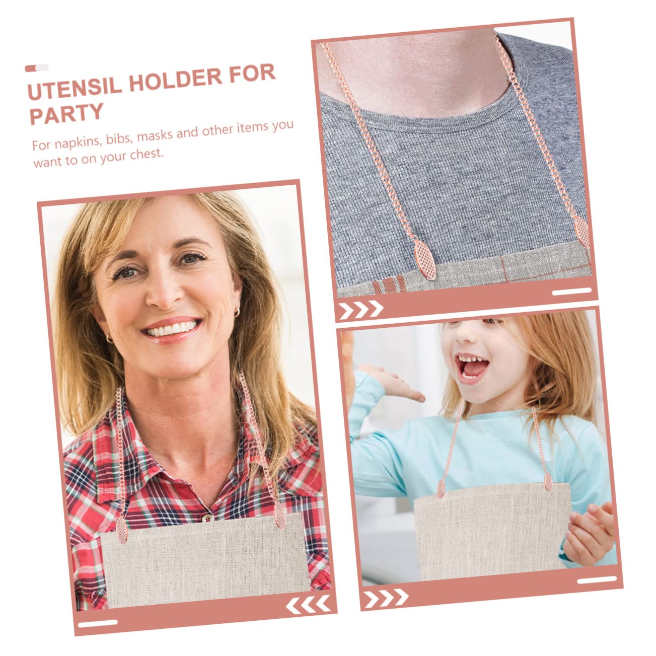 NAMOARLY 2pcs Napkin Holder Bib Clips Stand Chain Clips Bibs for European Style Bib Holder Bib Holder Clip Napkin Fixing Clips Adjustable Bib Holders Gold Zinc Alloy