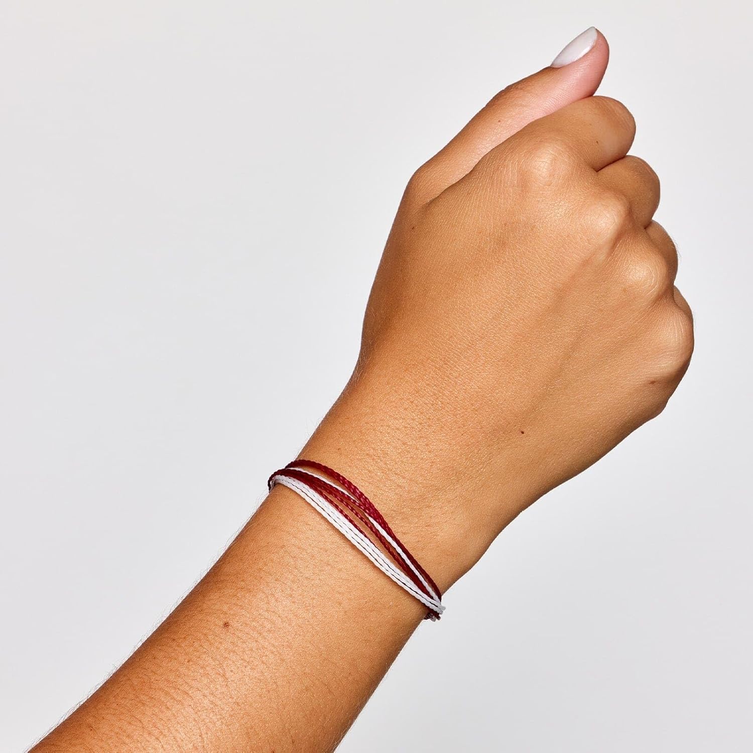 Pura Vida Bracelet Braided Stackable Bracelet for Women, One Size, Maroon/White - Image 7