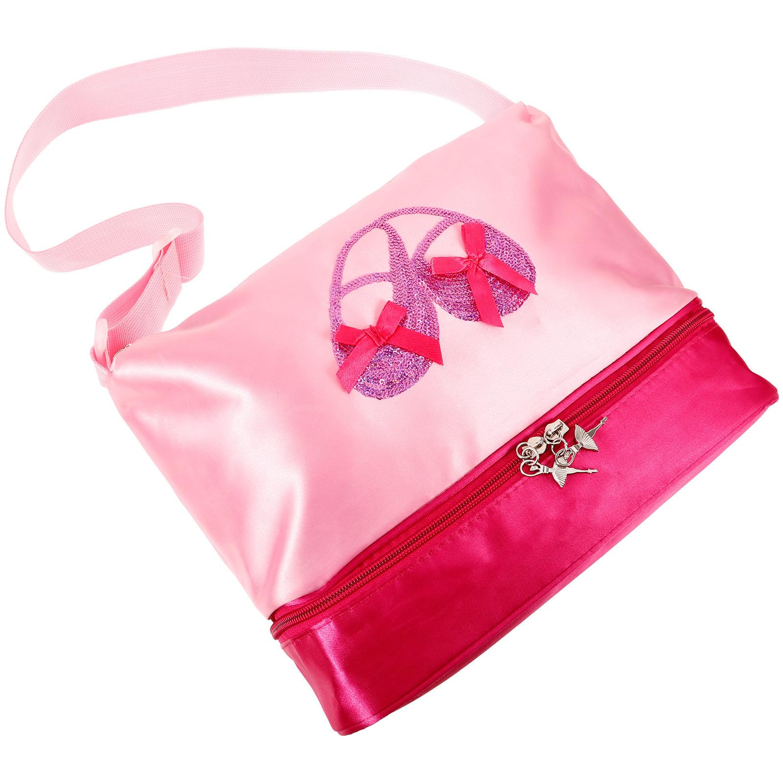 Bolsa de baile de ballet rosa para niña con asa ajustable de seda 8