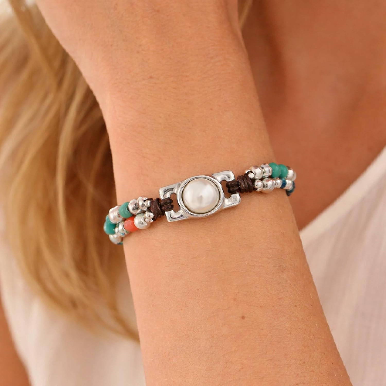 UNOde50 FLASHY Bracelet, Sterling Silver-Plated Beaded