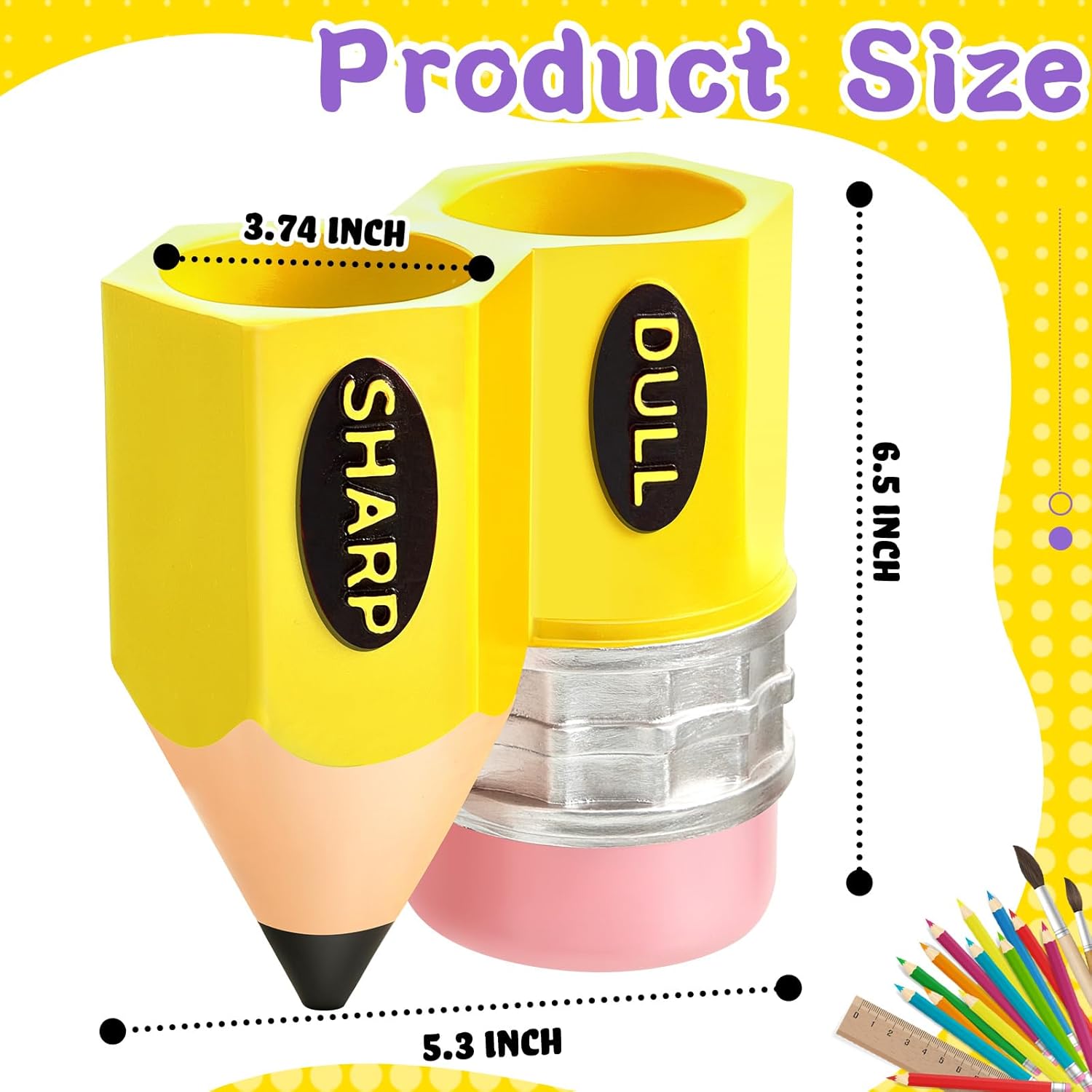 Cholemy Pencil Shaped Pen Holder Funny Pencil Dispenser Container Storage Organizer for Students, Teachers, Office, Desk Present Back to School Party Gifts(Yellow)