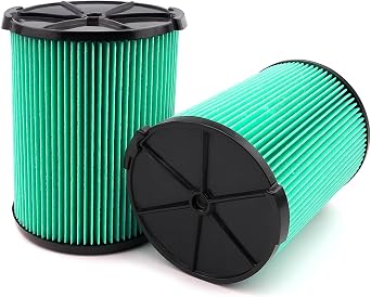 VF6000 HEPA Filter 2-Pack Compatible with Ridgid 5-20 Gallon Vacuums | 5-layer HEPA captures fine dust and sawdust. Washable, durable pleated design snaps in easily for garage or workshop cleanup
