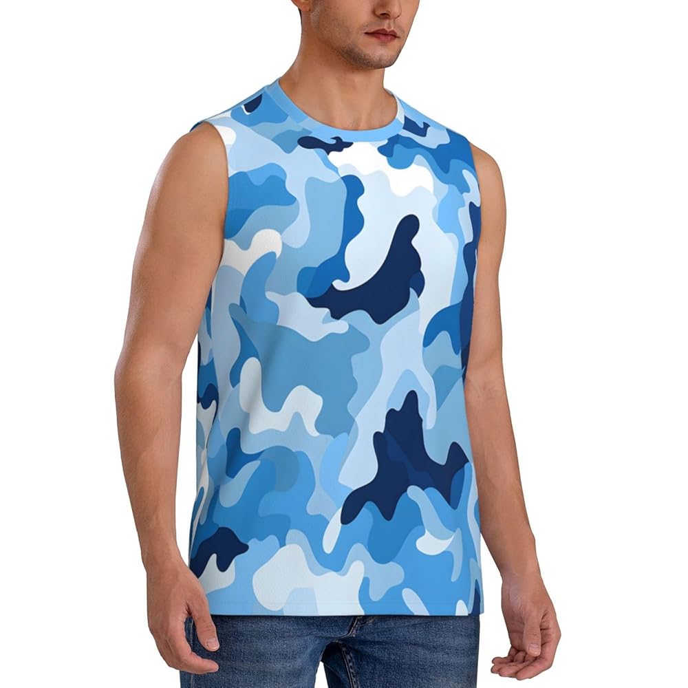 Amazon.com: DXTKWL Men's Tank Tops Light Blue White Camo