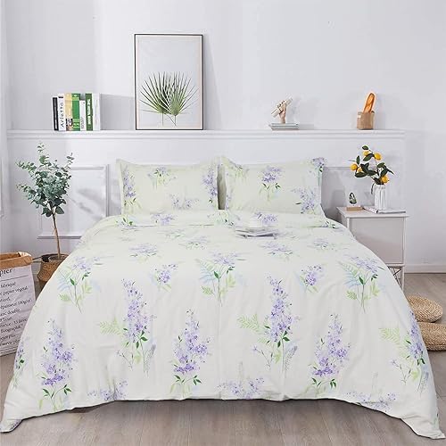 Miniatura 8 de Funda de edredón tamaño matrimonial, 100% algodón egipcio lavable de 600 hilos, tamaño matrimonial (80 x 90 pulgadas) con 2 fundas de almohada (20 x