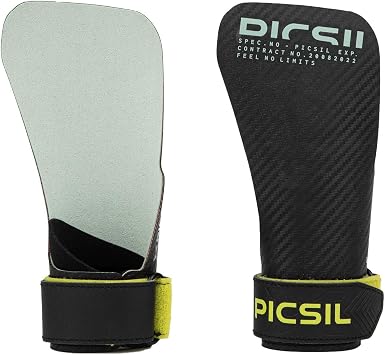 PICSIL Hawk Grips, Chalk-Free Control for Slick Bars | Triple-layer construction with 2 mm foam for close feel and precision. Includes 2 wrist wraps and breathable bag.