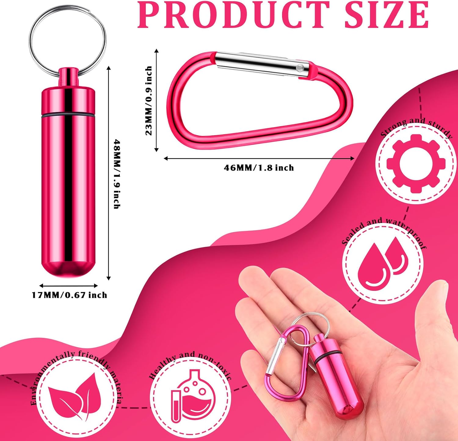 Jinei 40 Pcs Aluminum Metal Pill Box Case Organizer Waterproof Mini Storage Container Portable Pill Case Keychain with Buckles for Daily Use Outdoor Camping Travel (Multicolor)