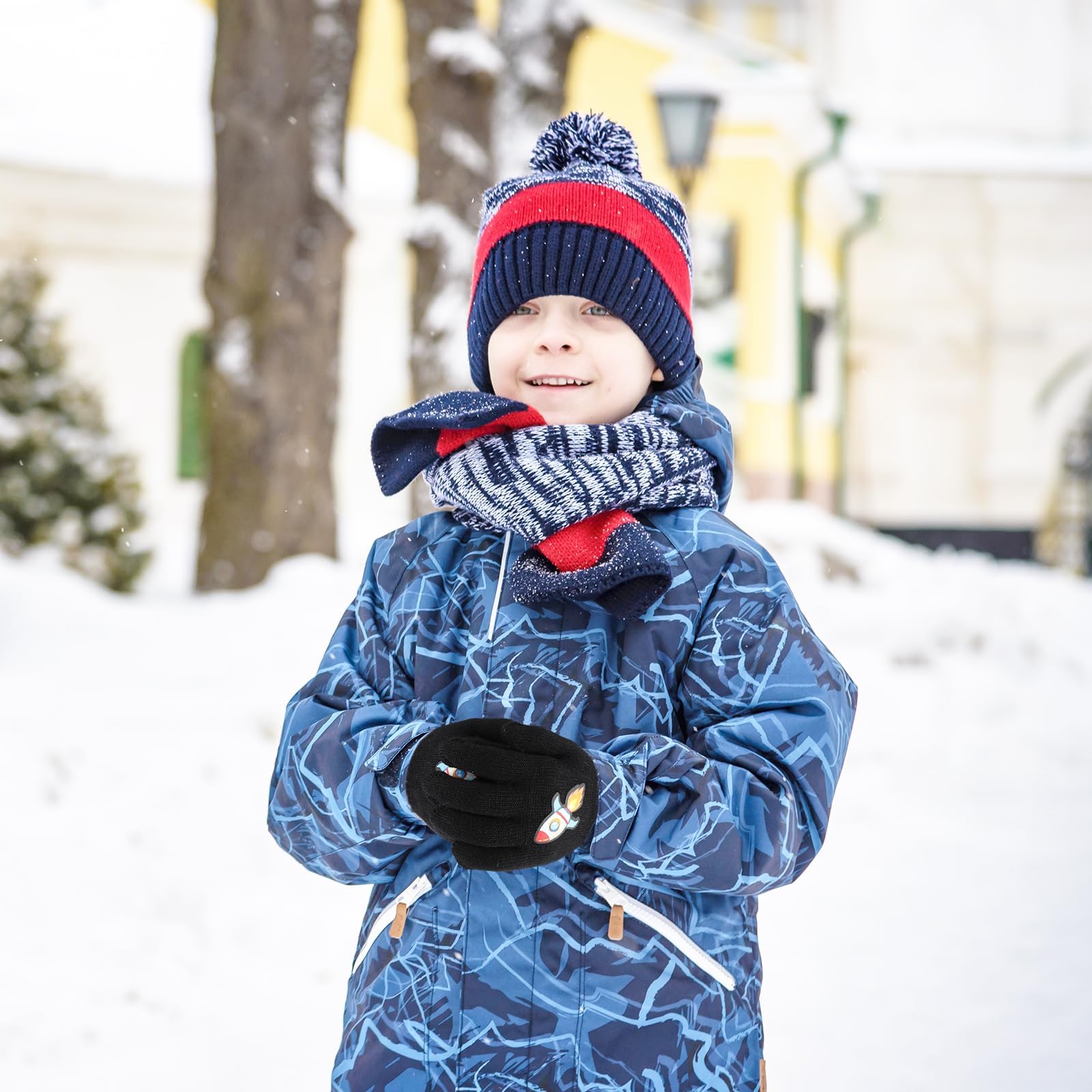 QKURT 6 Pares de Guantes para niños de 5 a 12 años, Guantes mágicos de Invierno Guantes con Dedos Completos, Manopla de Punto elástica para niños y niñas