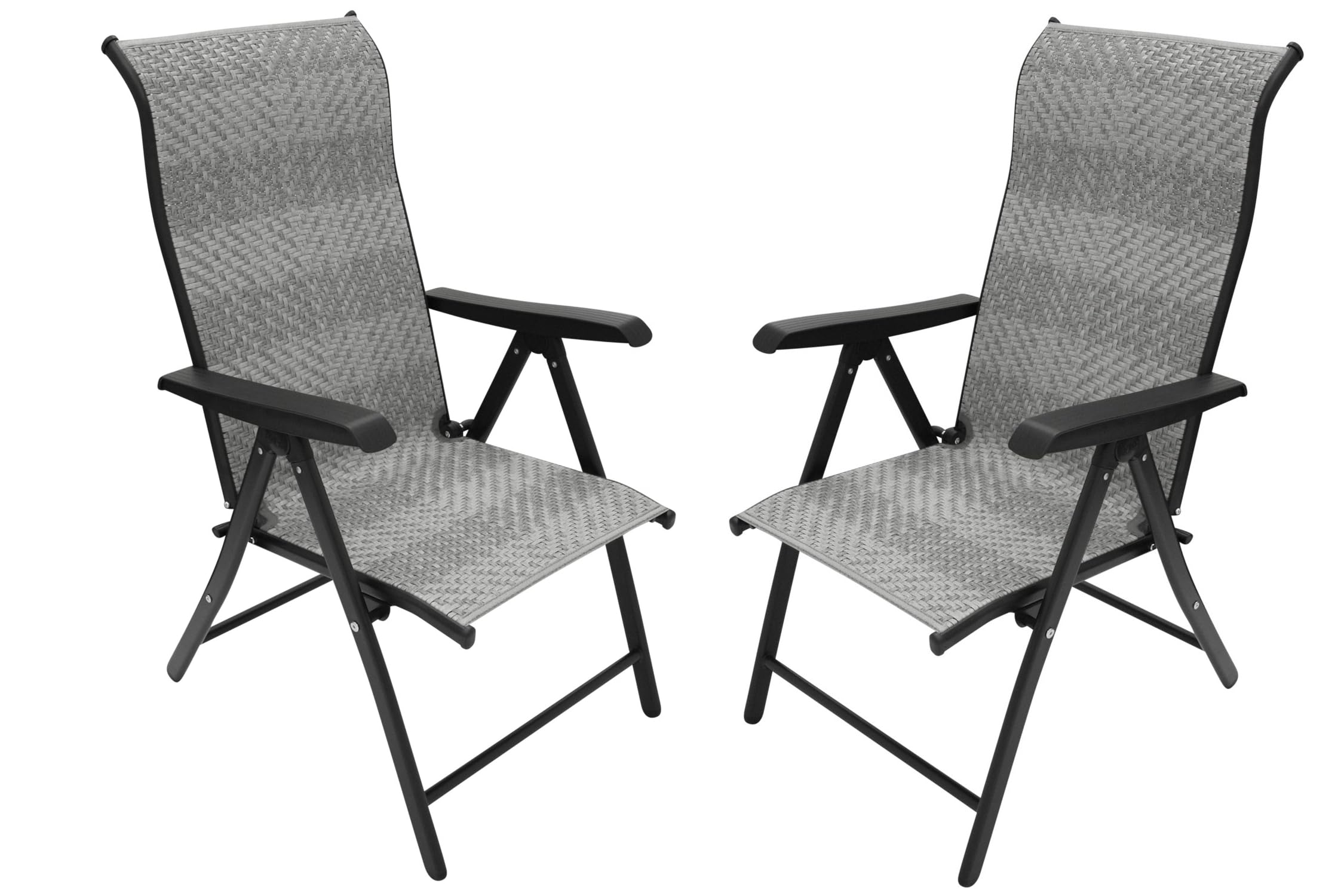 DEGAMO 2X Klappsessel Gartensessel Antibes Hochlehner, Metall und Polyrattan grau, 7-Fach verstellbar, faltbar, Outdoor