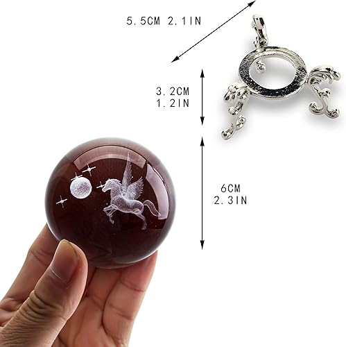 Miniatura 6 de HDCRYSTALGIFTS Bola decorativa de cristal de Pegaso y búho grabado con láser 3D, 2.362 in2.3 pulgadas