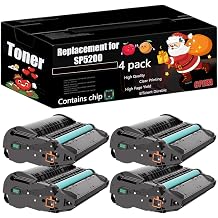 Compatible for Ricoh SP5200 Toner Cartridge Work for Ricoh Aficio SP5200DN 5200S SP5210DN 5210SF 5210SR Printers, with Chip, High Yield 25000 Pages, Clear Printing 4 Pack Black