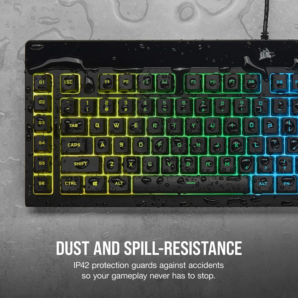 Corsair K55 PRO LITE RGB Wired Membrane Gaming Keyboard (5-Zone Dynamic RGB Backlighting, Six Macro Keys with Stream Deck Integration, IP42 Dust and Spill Resistant, Dedicated Media Keys) Black
