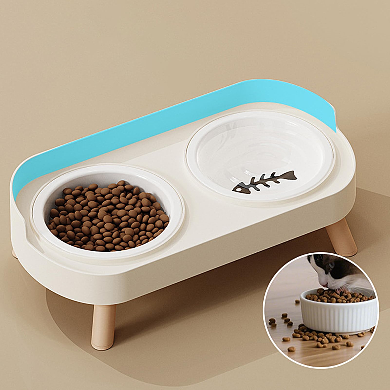 rimovibile per gattini – mangiatoia inclinata lenta | Alimentatore per animali domestici con base sicura, ciotole per cuccioli con supporto base antiscivolo, stazione di alimentazione