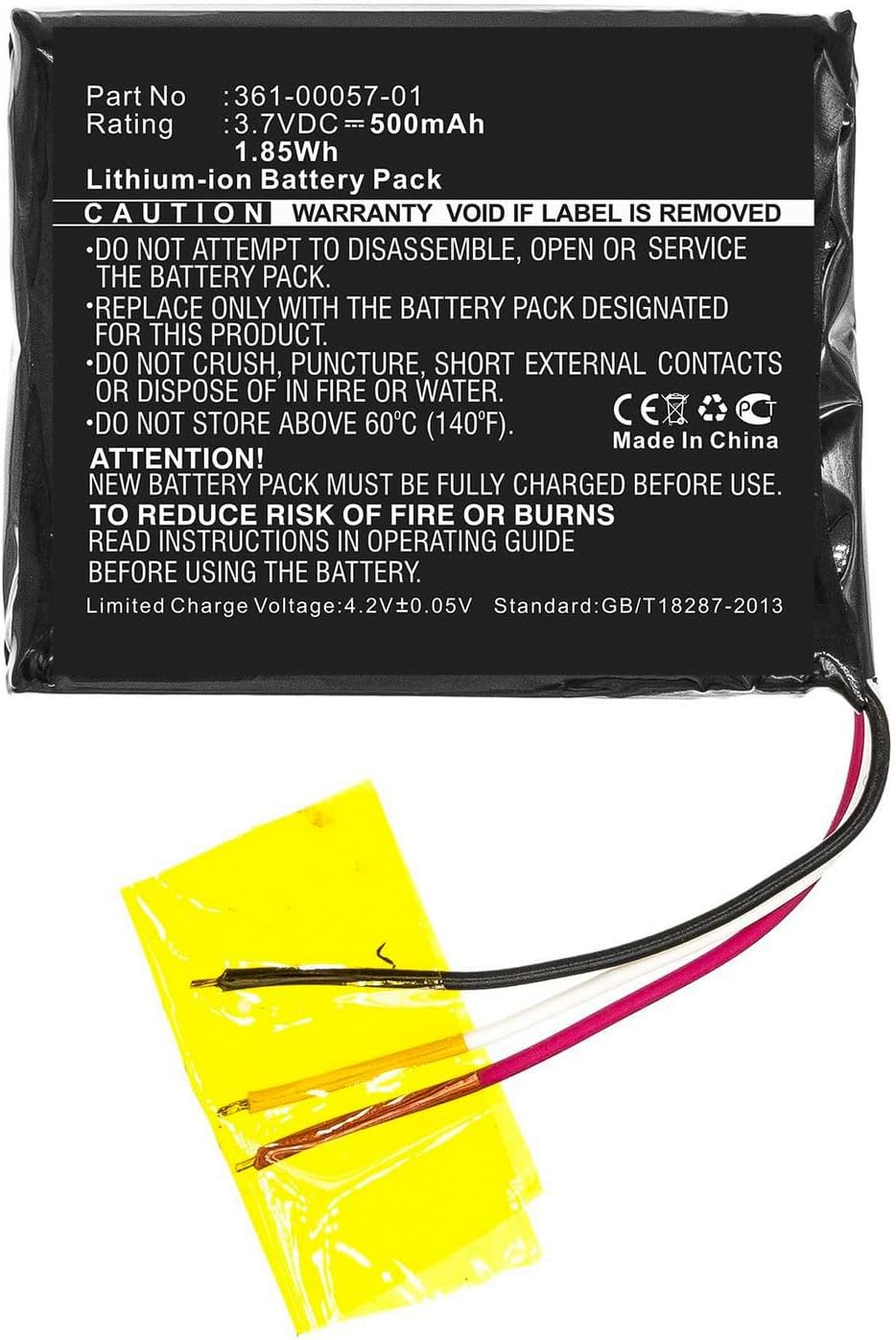 Battery for GPS, Navigator 1.85Wh Li-ion 3.7V 500mAh, 361-00057-00, 361-00057-01 (1.85Wh Li-ion 3.7V 500mAh Black for Garmin GPS, Navigator Forerunner 910XT)