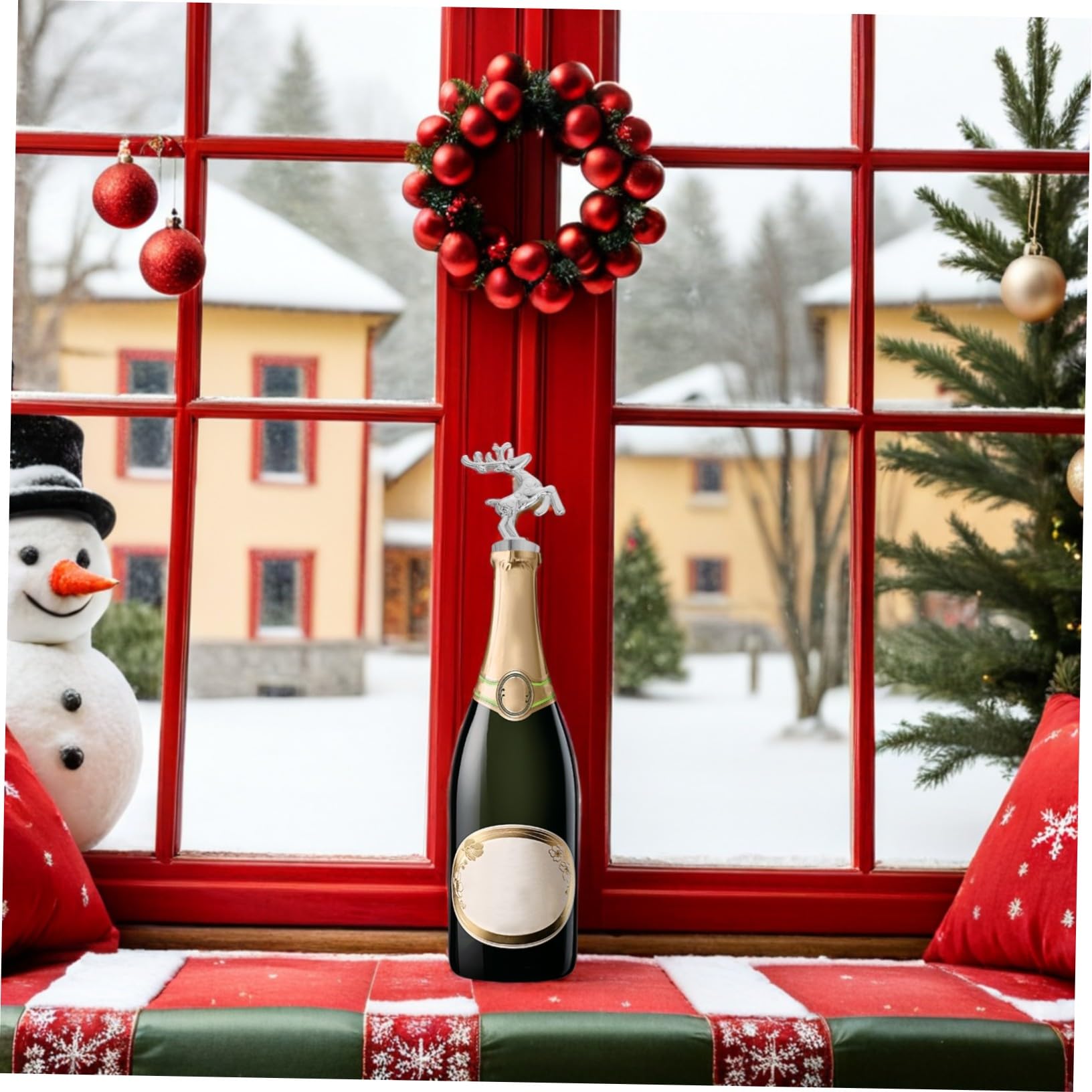 ABOOFAN 12 Piezas corchos de Vino de Navidad tapón de Vino de Navidad Tapa de Botella de Metal de Vacaciones tapón para conservas Aleación de Zinc Plata