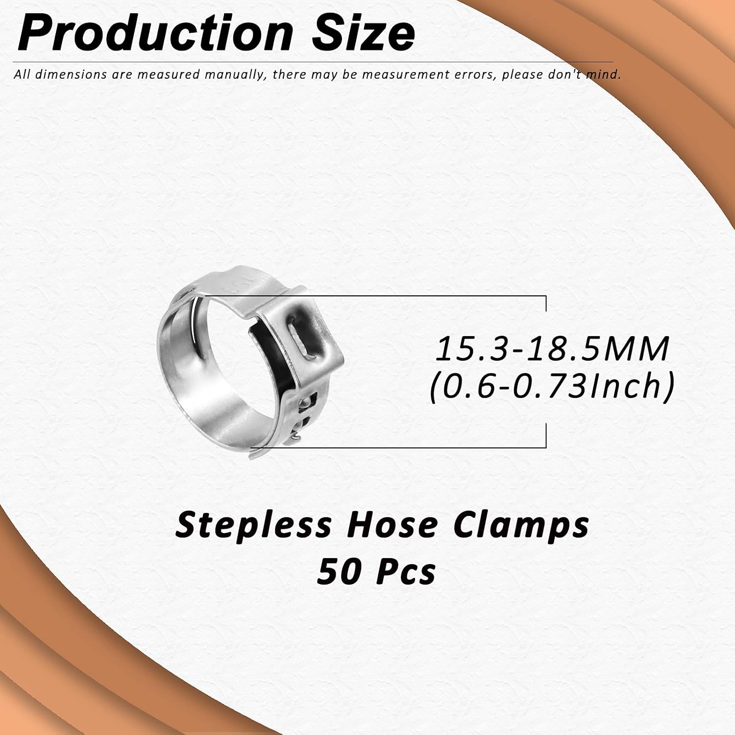 150Pcs 3 Sizes Single Ear Hose Clamps, 304 Stainless Steel PEX Pinch Clamps Cinch Rings Crimping Tool Stepless Hose Clamp for Securing Pipe Hoses and Automotive