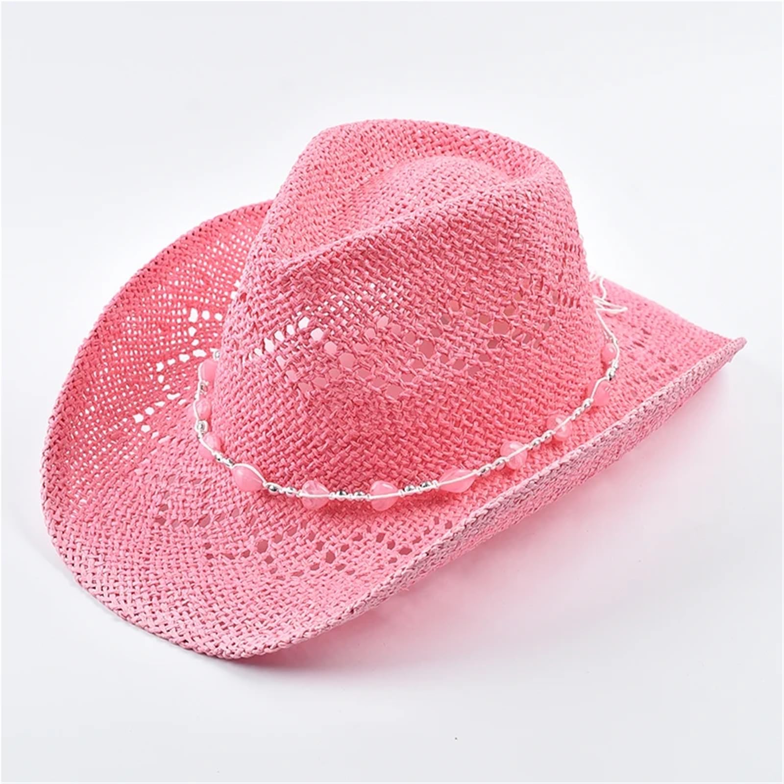 Sombrero de Vaquero Rosa Sombreros de sol verano for mujer, sombrero viaje junto al mar, adecuado for festivales música, a juego Para fiestas