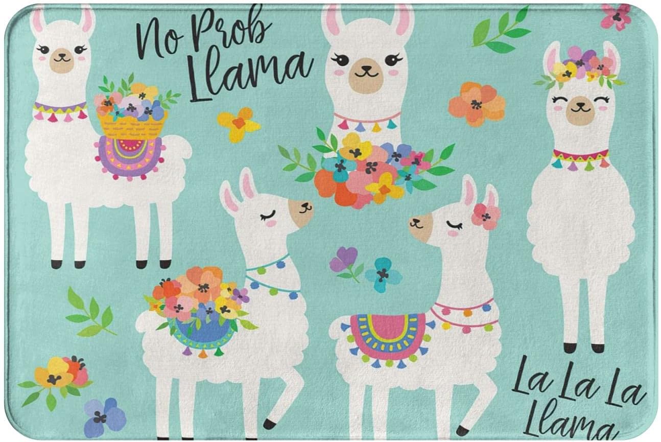 Cute Llamas Or Alpacas Bath Mat Non Slip Super Bathroom Rug