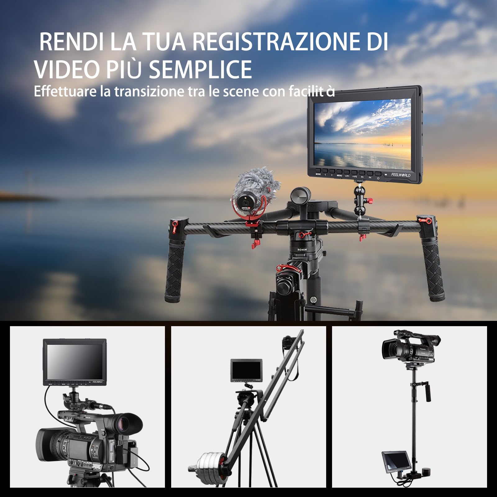 FEELWORLD FW759 7 Pollici On Camera DSLR Monitor Field Full HD Focus Video Assist 1280x800 IPS con 4K HDMI Input Output