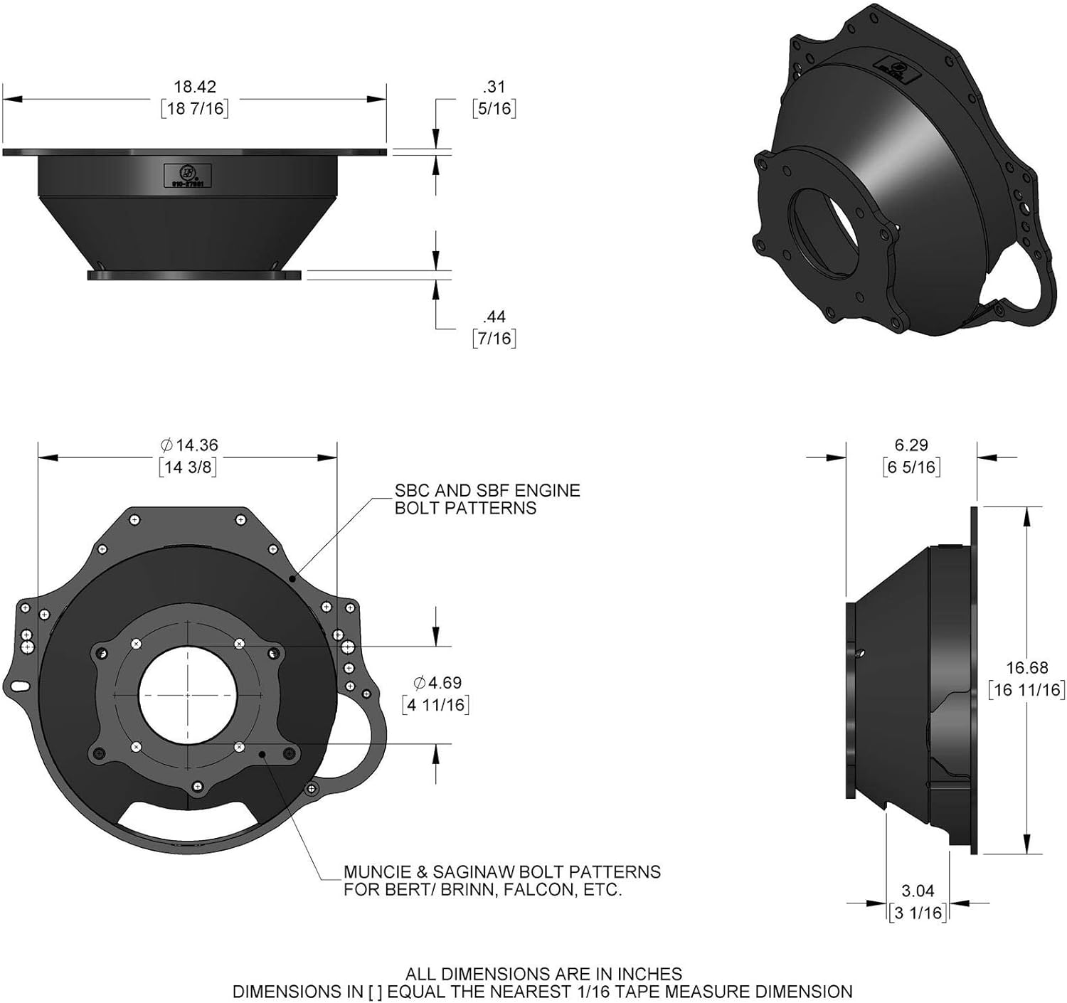 Bert Gen 2 Std Length Transmission Kit for 1 Piece Rear Main Seal
