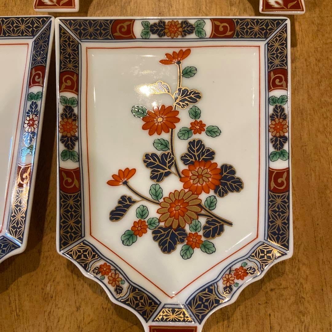 錦古伊万里 羽子板銘々皿5枚組 錦古伊万里 羽子板銘々皿5枚組