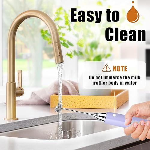 Miniatura 10 de Espumador de leche de mano para café batidor eléctrico recargable con 3 cabezales mezclador de bebidas de 3 velocidades para café con leche