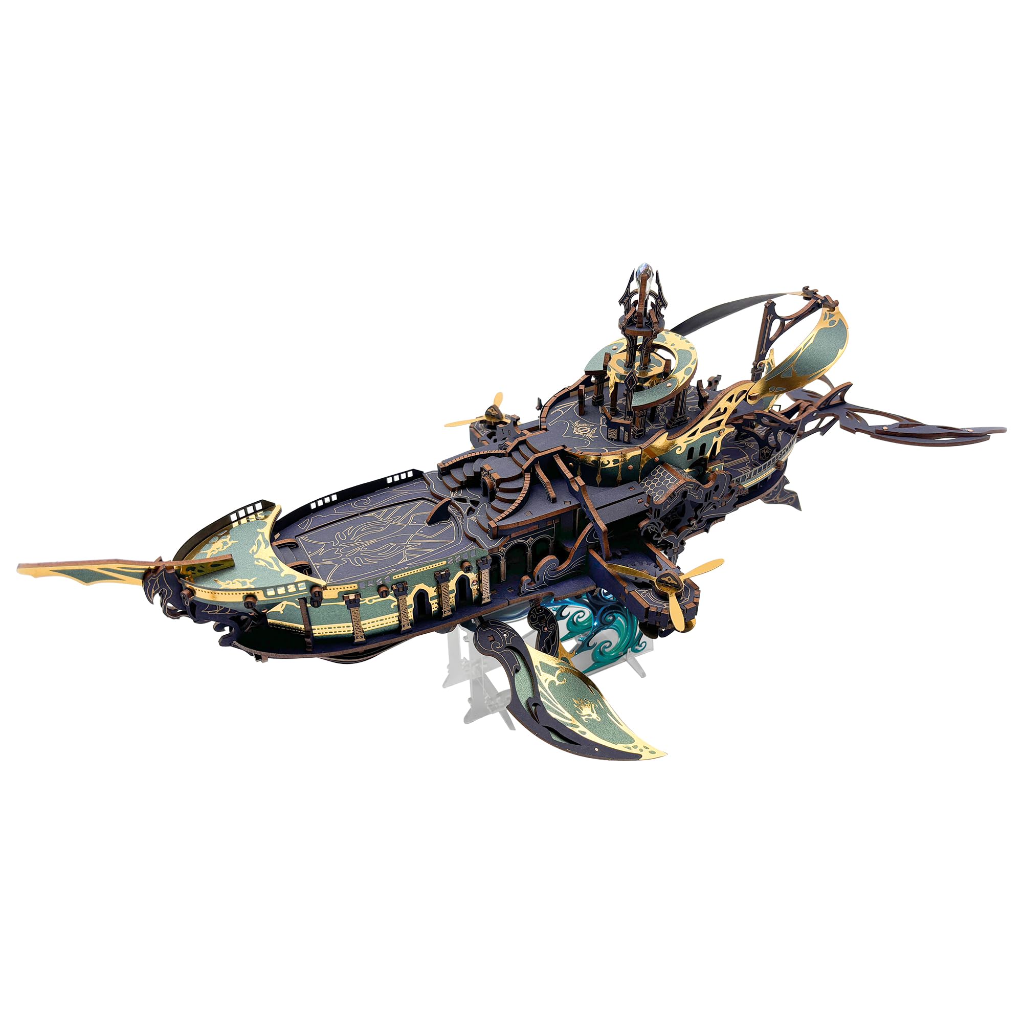 STRUCWOOD 3D Wooden Puzzle Whale Spaceship Model Mechanical, DIY Miniature Dollhouse Model Kit for Adults to Build, Home Decor Gifts for Family Friends - Whale Ark of The Universe (SQ-52)