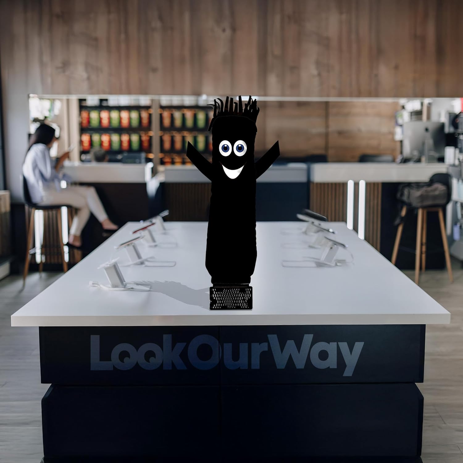 LookOurWay Air Dancers Mini Inflatable Tube Man Set - 29" Wacky Waving Inflatable Tube Guy with Blower for Desktop Advertising - Black