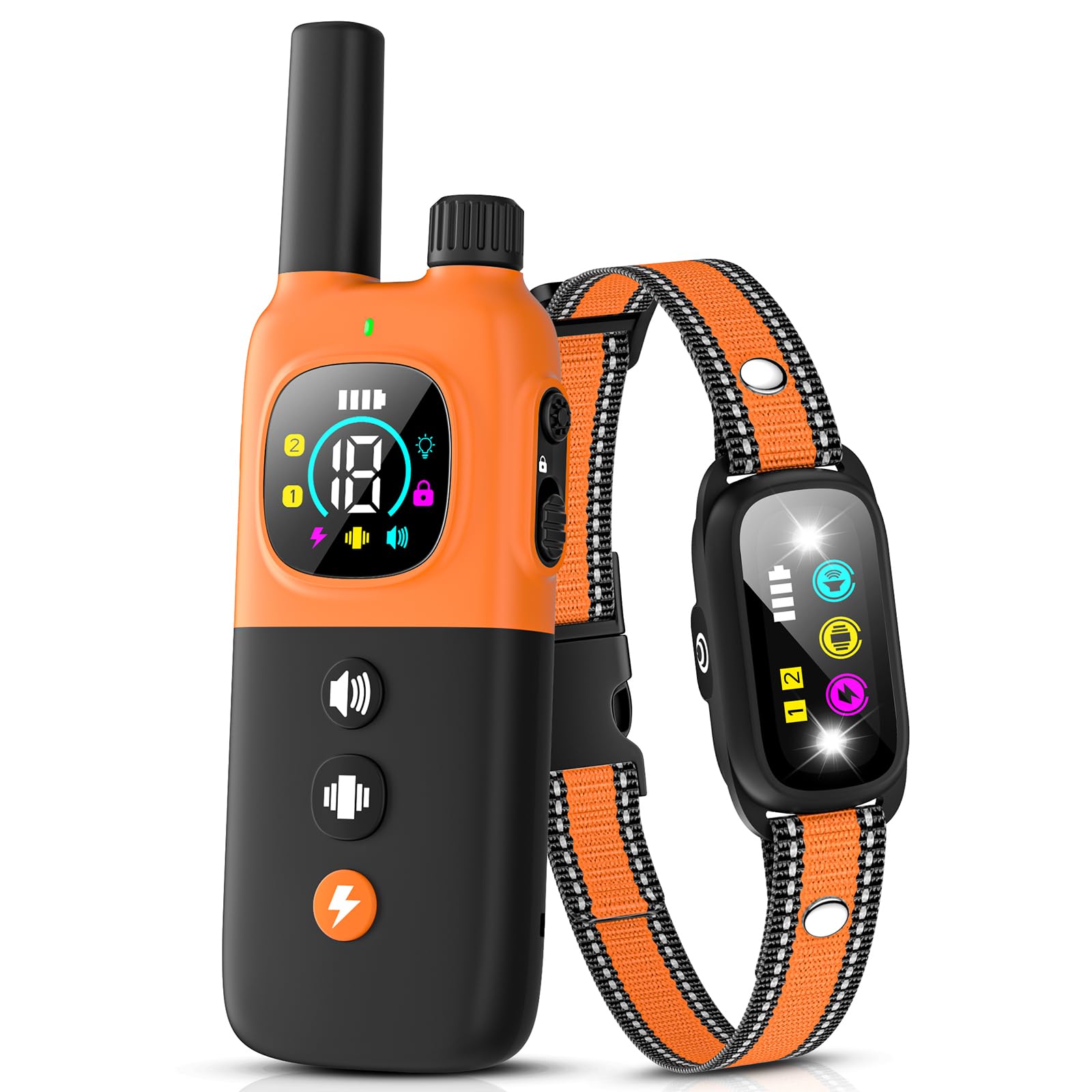 Collier Electrique pour Chien, Collier Dressage Chien avec Télécommande, Portée 1000m, 4 Modes de Dressage (Bip, Vibration, Choc, Lumière), Étanche IP67, Adapté Aux Chiens de Petits et Grands