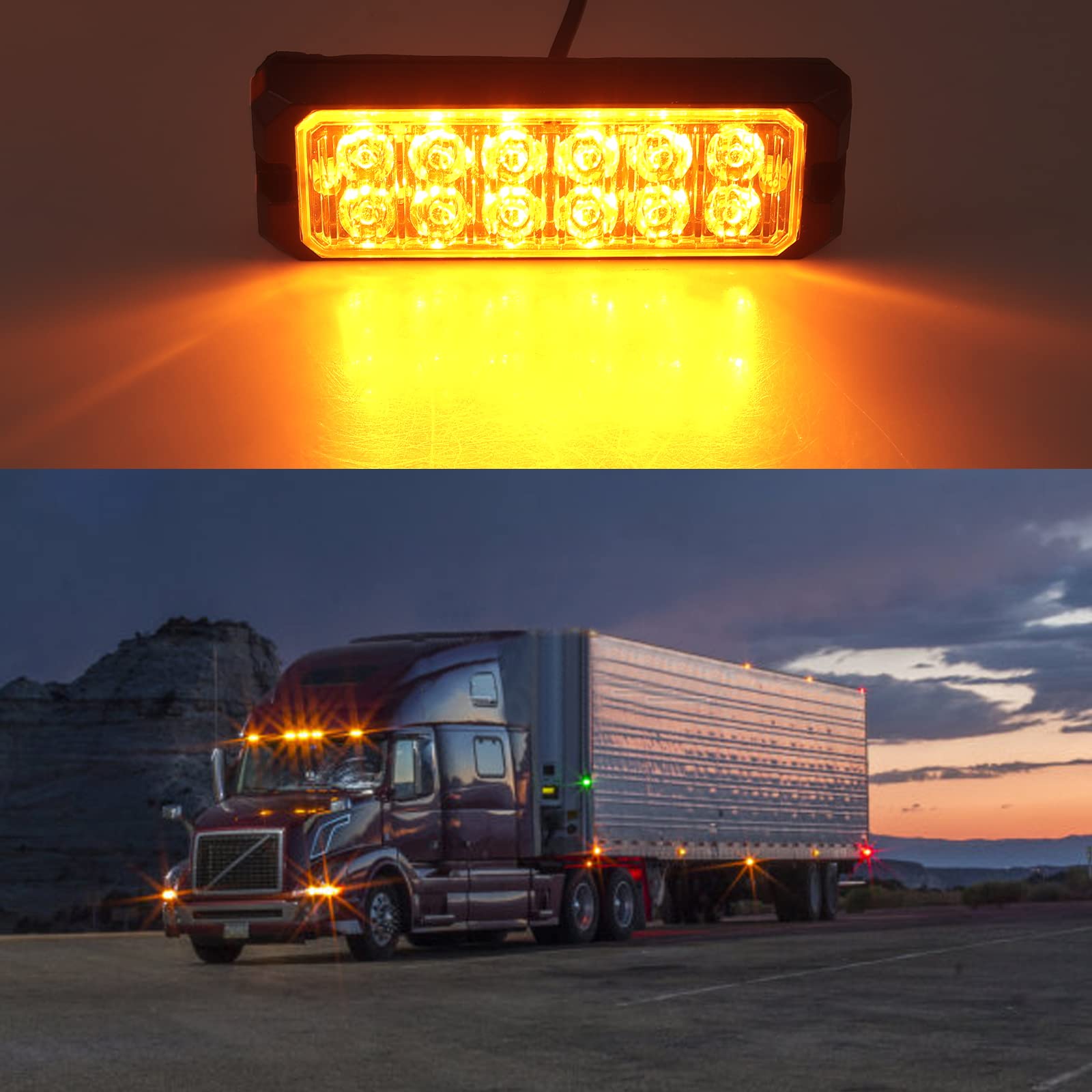 COLFULINE 4 x 12 LED Luci Stroboscopiche Emergenza,12/24V Spia d'avvertimento,IP65 Impermeabile,8 Modalità Flash Lampada Universali per Auto Camion Rimorchi