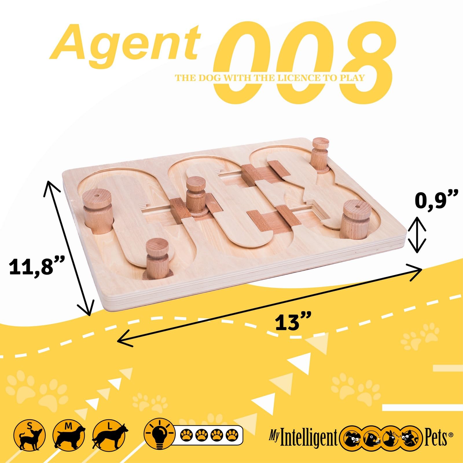 My Intelligent Pets Agent 008 - Juguete Interactivo de Madera para Perros y Gatos