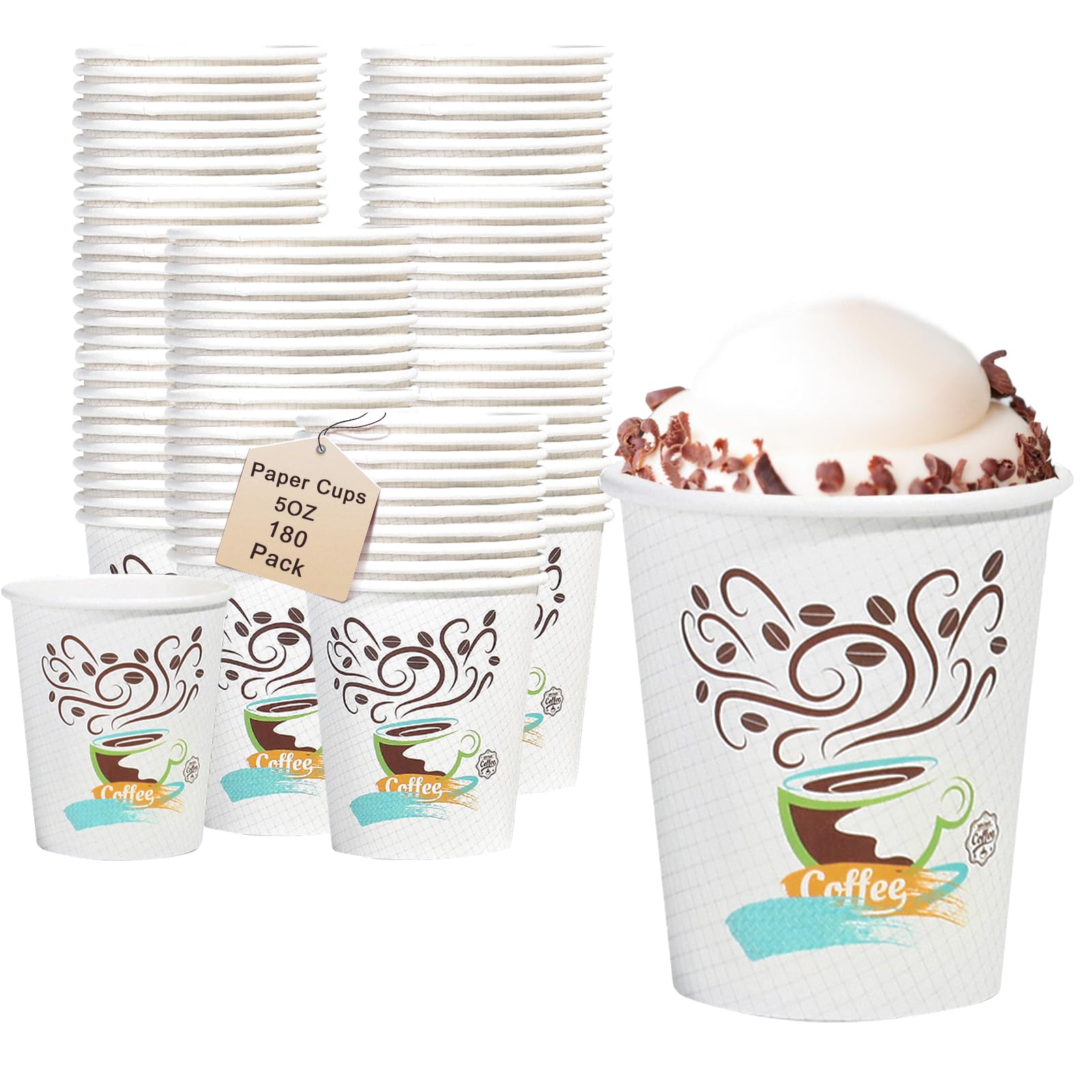 Lamosi 180 Pack 5 oz Paper Cups, Disposable Bathroom Cups, Small