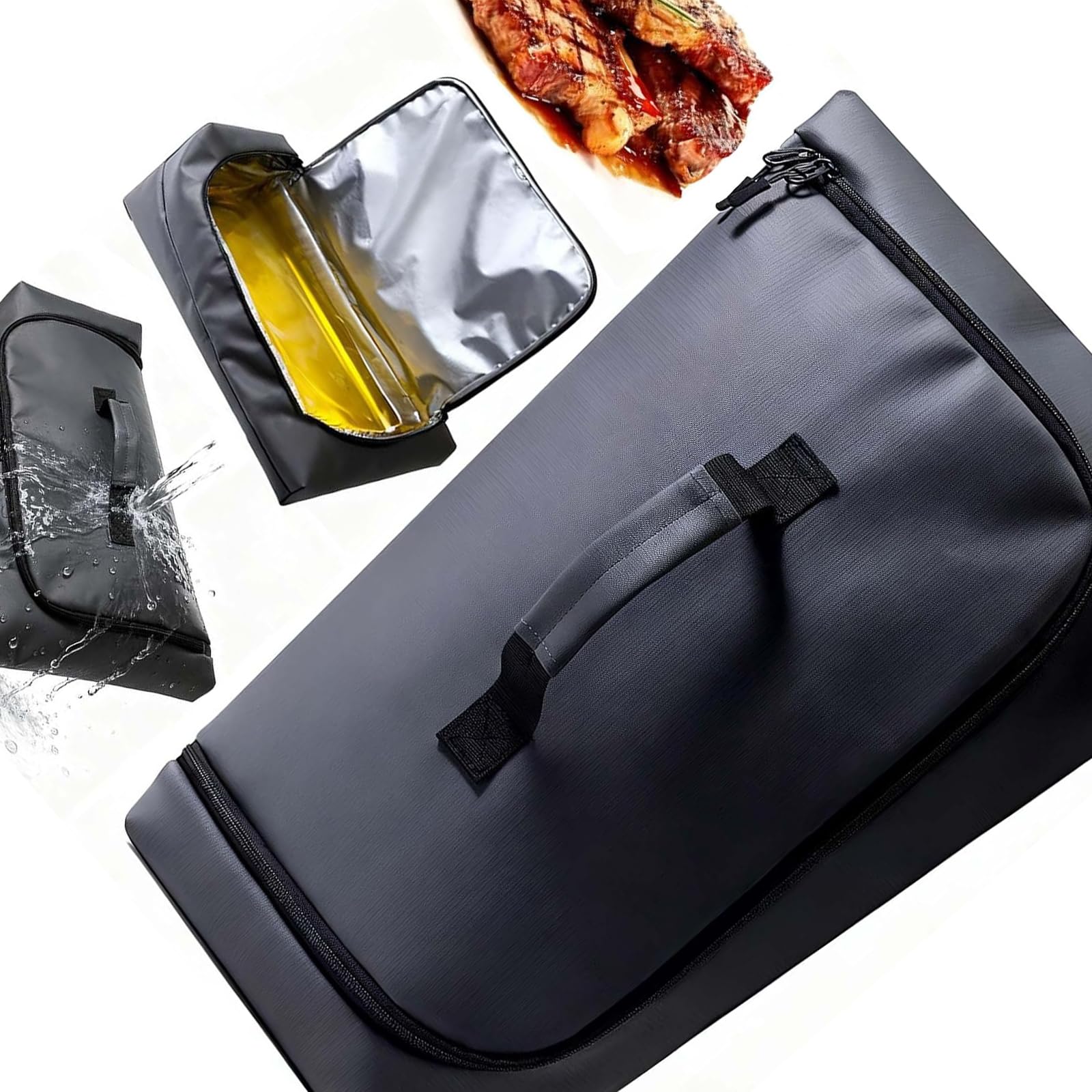 Buxuaaaa BBQ Blanket Zippered Closure Meat Resting Bag 21x14x8Inch Leakproof Meat Insulated Bag for Turkey Pork Shoulder Brisket Insulated BBQ