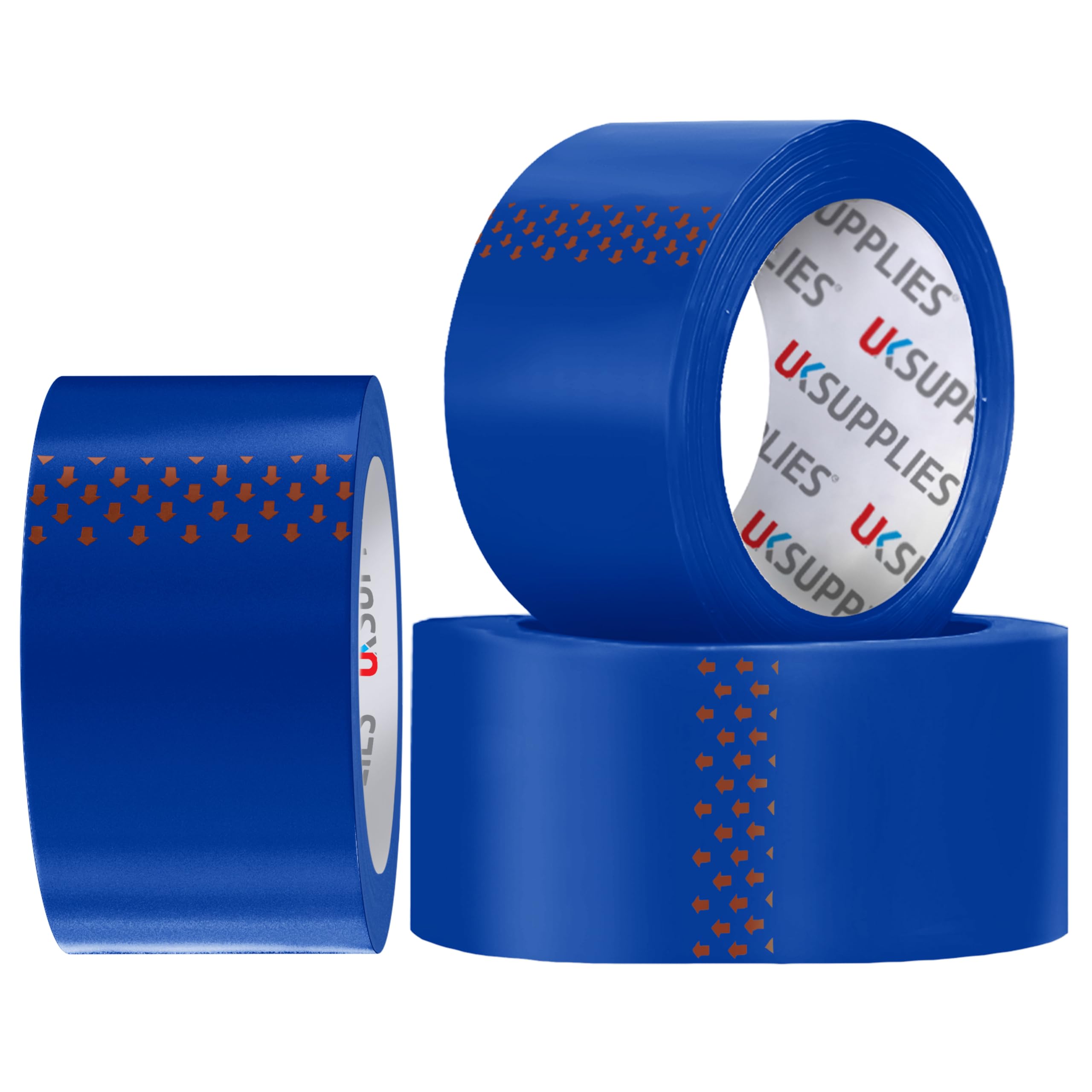 UK SUPPLIES LIMITED 3 Rolls LOW NOISE Premium Blue Packaging Tape (All Packs & Colors) 48MM X 66M Extra Strong Secure Sticky Adhesive Durable Parcel Sealing Tape for Packing Boxes & Moving Houses