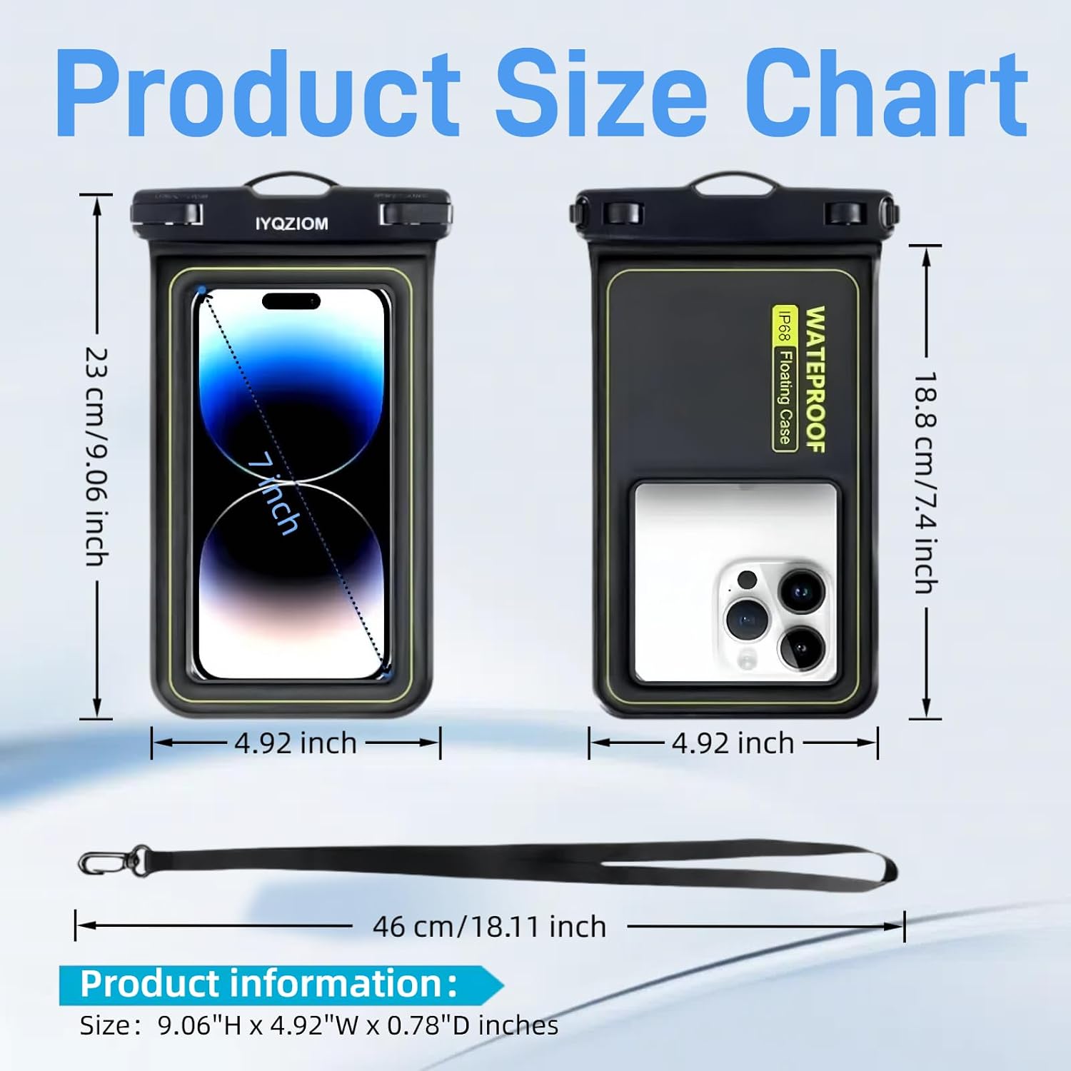 Floating Waterproof Phone Case 2 Pack,IP68 Waterproof Phone Pouch,Suitable for iPhone,Samsung,Motorola,and All Series of Phones with Screens Below 8.3 Inches,Ideal for Water Activities/Beach/Travel.