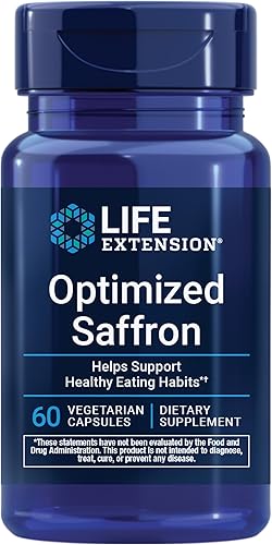 Life Extension Optimized Saffron, Saffron Extract, Saffron Supplement That Helps You Fight The urge to Snack, Non-GMO, Gluten-Free, Vegetarian, 60