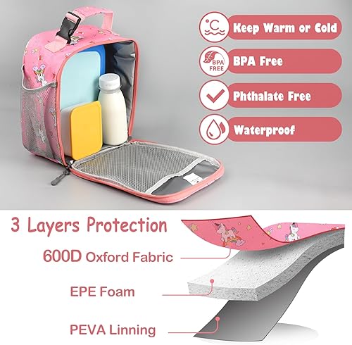 Miniatura 4 de Lonchera para niños, lonchera térmica de alta calidad para niñas y niños, bolsa suave mini hielera térmica reutilizable para el trabajo, escuela,