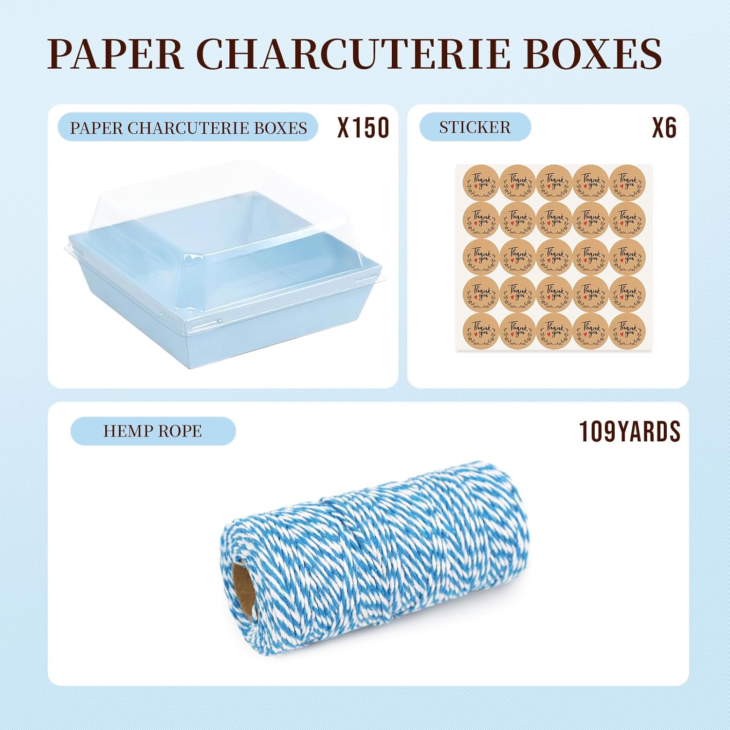 150 Pack Charcuterie Boxes with Clear Secure Lids, 4.7x4.7x2.6 Inches Blue Square Disposable To Go Containers Cookies Boxes for Sandwich, Pastry, Dessert