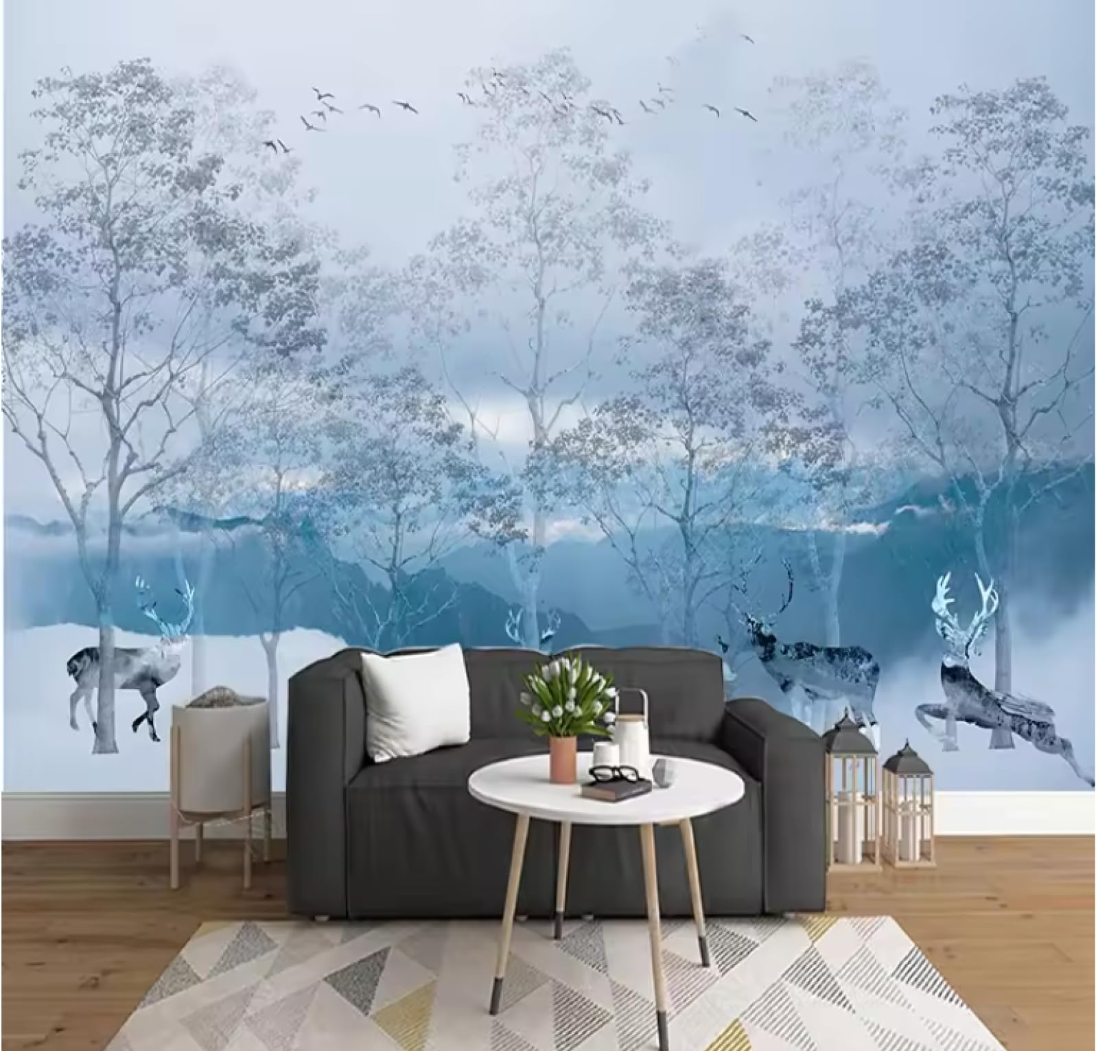Papier peint Murals Abstrait Elk 3D autocollant 250x175cm pour decoration salon et chambre