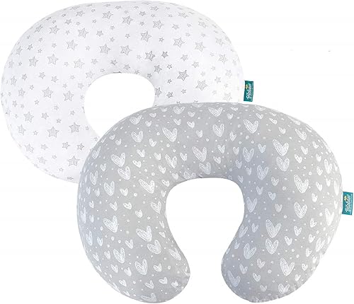 Miniatura 2 de Paquete de 2 fundas de almohada de lactancia compatibles con almohada Boppy, 100% algodón jersey y moisés, sábanas ajustables compatibles con Graco