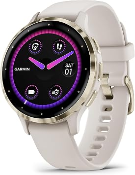 Garmin Venu 3S, 41mm GPS smartwatch, AMOLED touchscreen, all-day advanced health & fitness features, voice functionality, music storage, wellness smartwatch with up to 10 days battery life, Ivory