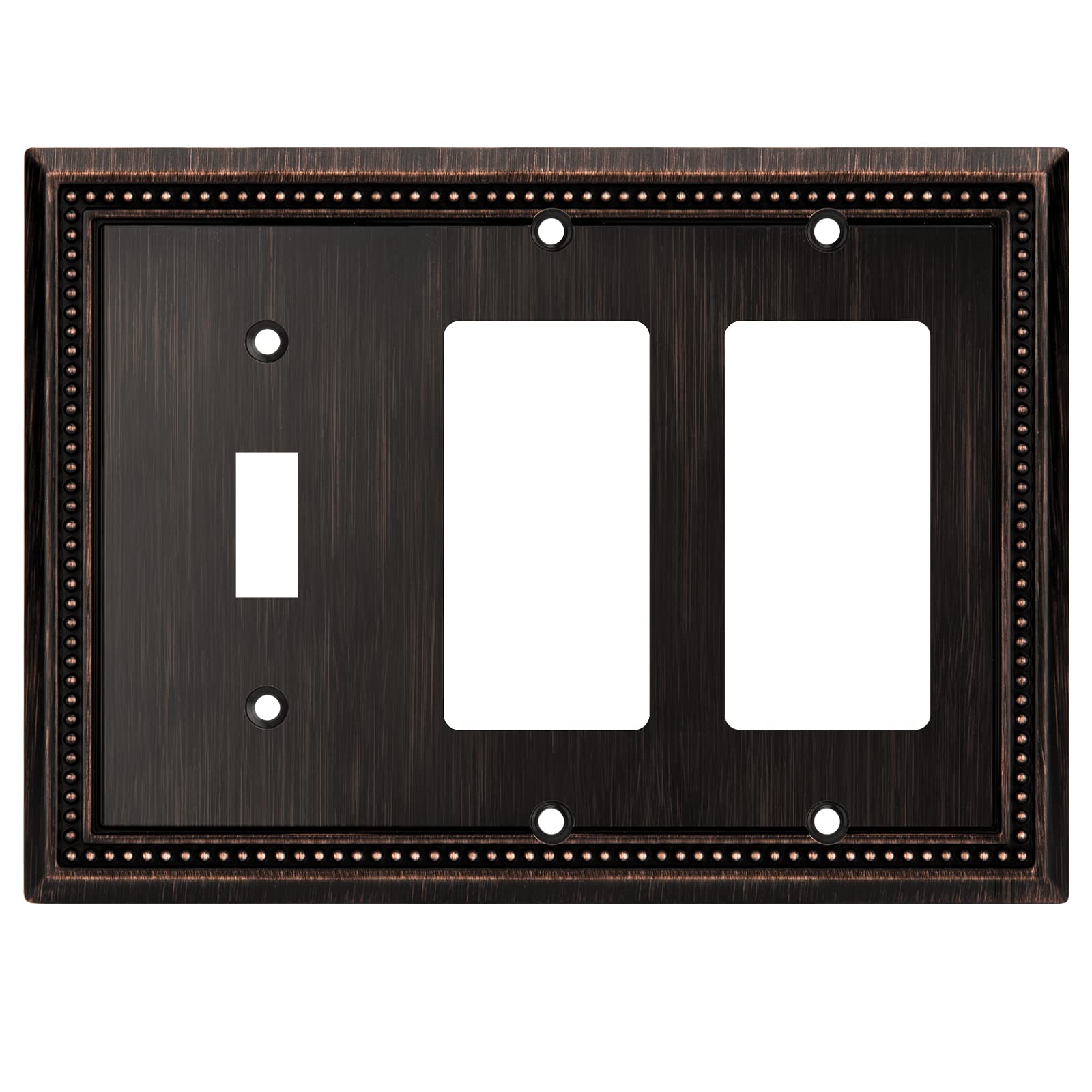 Henne Bery Sunken Pearls Heavy Duty Decorative Wall Plate Switch Plate Outlet Cover (Single Toggle/Double Decorator, Aged Bronze)